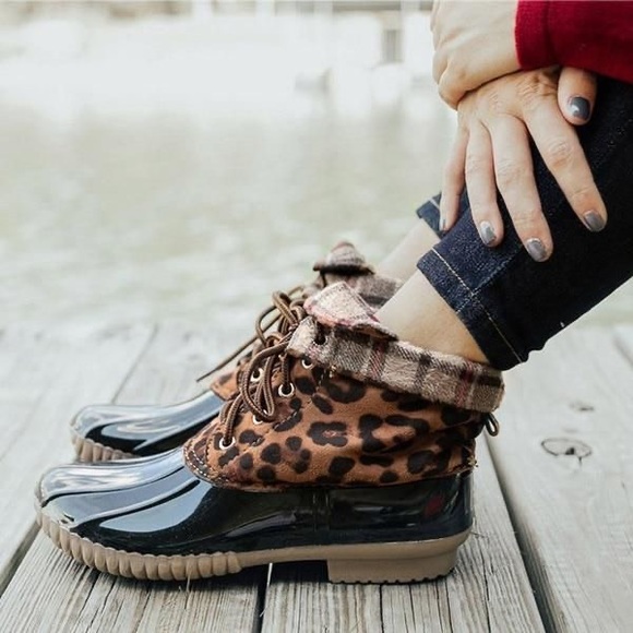 Duck Boots Leopard Print New Rain Boots - Picture 1 of 4